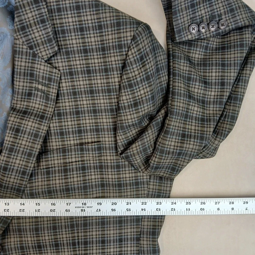 Haggar‎ XL Mens Blazer Jacket Brown Plaid 46R Modern
